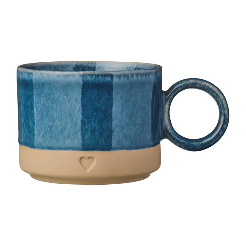 Ib Laursen - Krus m/hank Heart mat brunt ler m/bl� kant