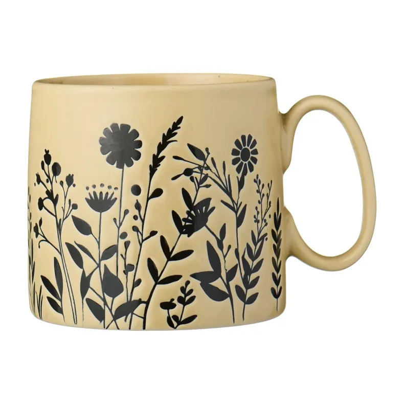 Ib Laursen - Krus m/hank wheat straw m/sorte blomstersihuetter