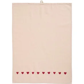 Ib Laursen - Viskestykke Emma natur m/rde hjerter