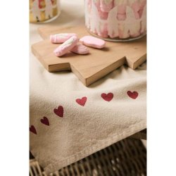 Ib Laursen - Viskestykke Emma natur m/rde hjerter