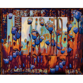 Kort: Jenny Hansen ''Bl valmuer, 1998'' dobbeltkort