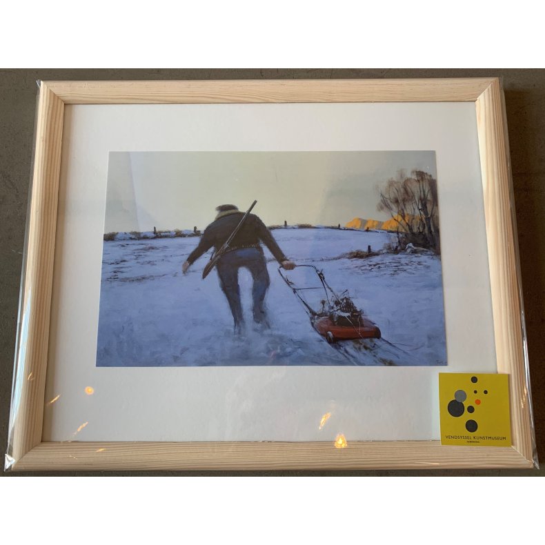 Indrammet postkort "For�rsjagt ved vintertide"