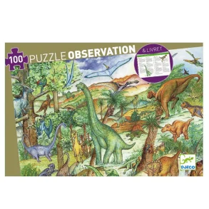 Djeco - Observationspuslespil m. 100 brikker - Dinosaur