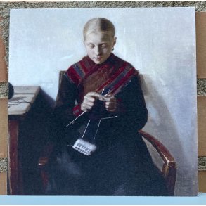 Kort: Michael Ancher, Ung fiskerpige der strikker, 1887