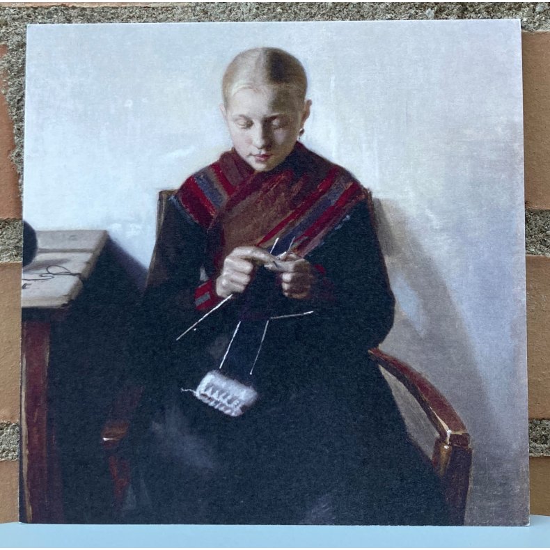 Kort: Michael Ancher, Ung fiskerpige der strikker, 1887